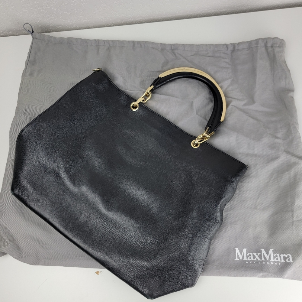 MaxMara Leather Tote with Gold Accent Handbag